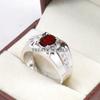 Garnet Oval Cut Gemstone With 925 Sterling Silver Ring For Men's #B101 JL375671440233