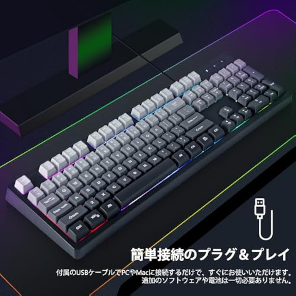 HUO JI Gaming Keyboard with Wired Numpad, 104 Keys, US Layout, Quiet Design, Mechanical Style, N ...