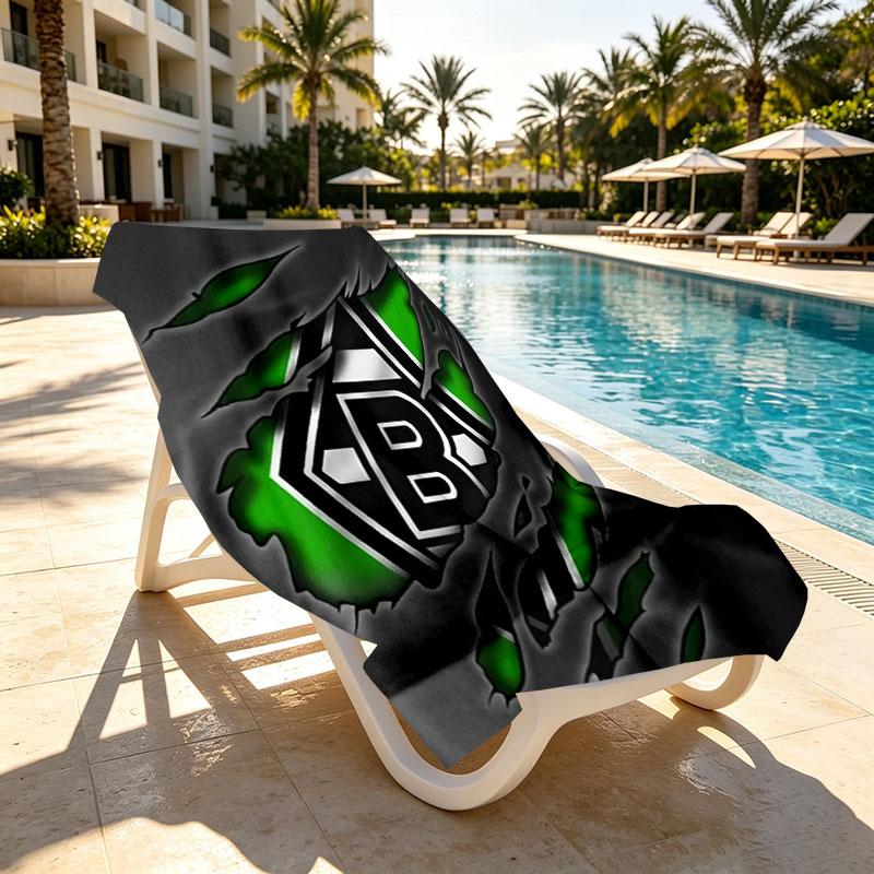 Borussia Monchengladbach Print Beach Towel Design, Soft, Lightweight. for Home Bathroom, Spa, Pool, Yoga, Surfing, Camping, Gift for Family, Friend