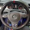 For Volkswagen Golf 6 Mk6 Polo Sagitar Bora Santana Jetta Mk6 Leather Hand-stitched Carbon Fibre Steering Wheel Cover