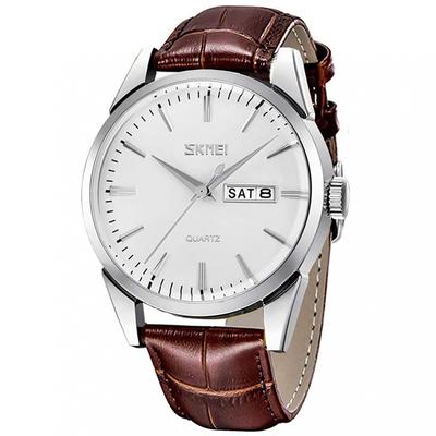 Herrenuhr Braun Ledergürtel Business Klassisch Armbanduhr Herren Wasserdicht Quarz Analog Stilvoll Lässig Schlicht Datum Wochentag Leicht Herren