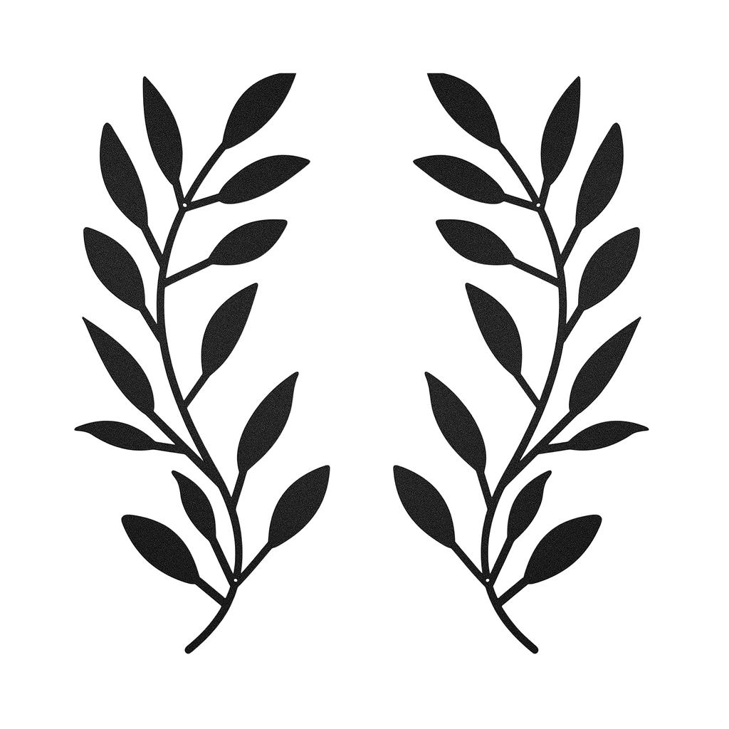 Metal Wrought Iron Leaf Wall Decoration, Vine Olive Branch And Leaf Wall, Living Room Outdoor Decoration Botanical Pattern Home Decoration Plaque