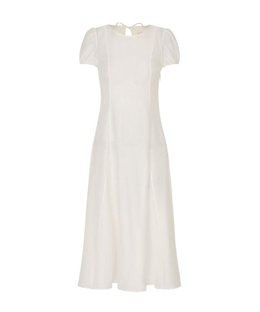 Lulu Seoul Sheer Puff Long Dress (Ivory)