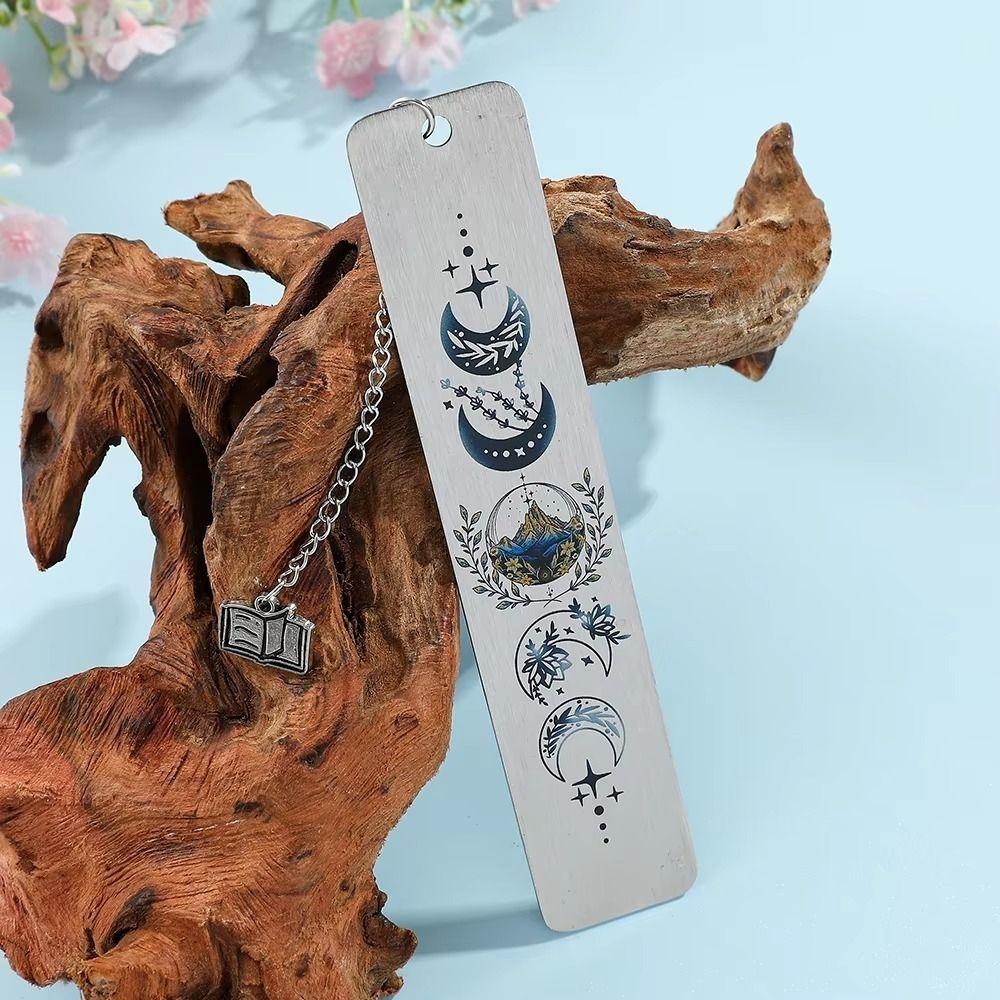2025 Moon Pattern Book Mark Personalized Stainless Steel Book Loves Stationery Page-Marking Embellished Book Accessory