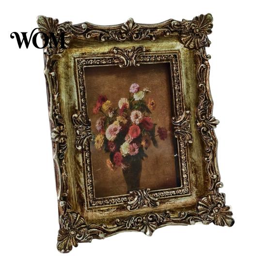 Decorative Vintage Frame Retro Photo Frame, Golden Coated Distressed Picture Resin with Rococo Classic Wall Decor Texture, Tabletop And Mount