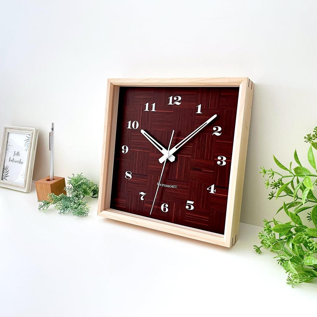 KATOMOKU Muku Square Clock Wood Maple Wall Clock with Continuous Second Hand km-144HM (Quartz Clock)