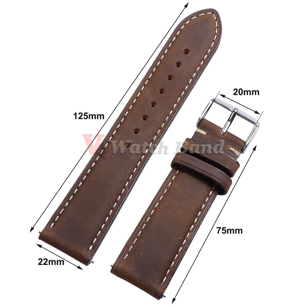 Szyty Pasek ze Skóry Cielęcej dla Omega 18mm 20mm 22mm dla Rolex Bransoletka na Nadgarstek dla Seiko Ciemnobrązowy Szary Skórzany Pasek do Zegarka w Stylu Vintage