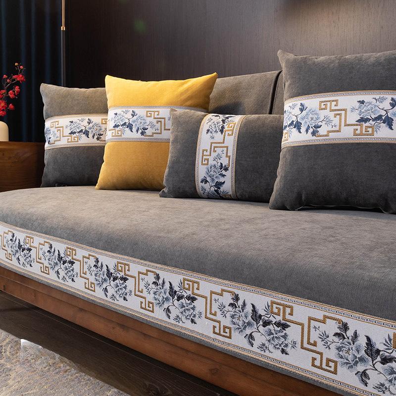 

Подушка для дивана, универсальные нескользящие подушки на четыре сезона, новый китайский зимний чехол из цельного дерева, тканевый чехол для полотенец на спинку 70*70cm