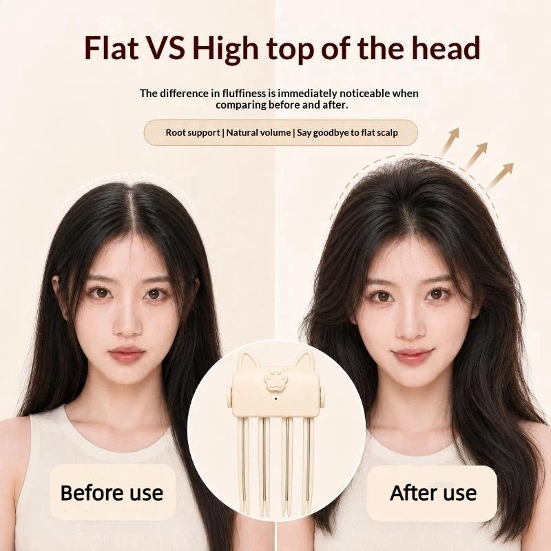 Portable Heated High‑Crown Root Volumizing Clip Wireless Rechargeable Fluffy Hair Styling Accessory Anti‑Flat Top Root Lifter