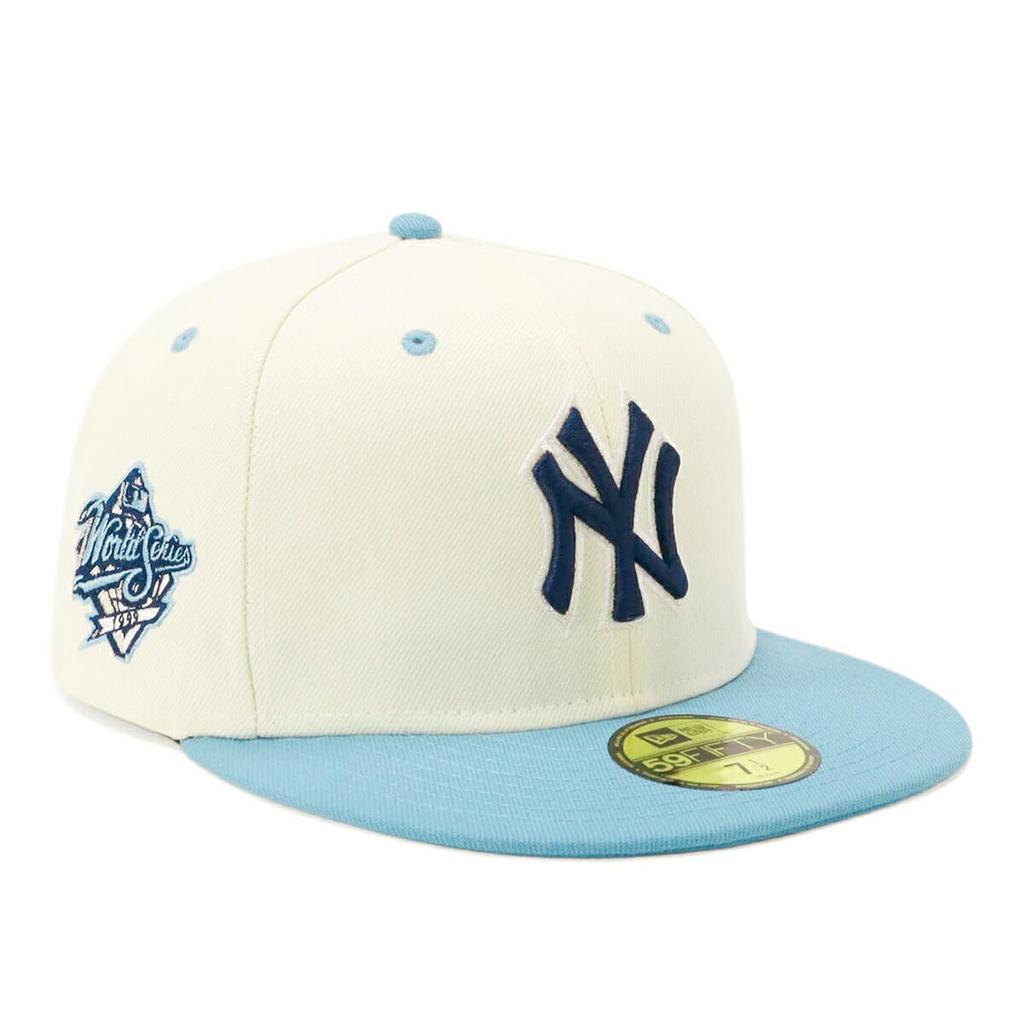 New Era newera cap 59FIFTY 14666279 NER35C0322 MLB New York Yankees NY ChromeSky Blue White SIDE PATCH 2-Tone ONSPOTZ special order Men's Women's hat