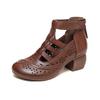 Fashion GKTINOO Women Pumps 2025 High Top Genuine Leather Women Thick High Heel Shoes Summer Hollow Breathable Gladiator Sandals