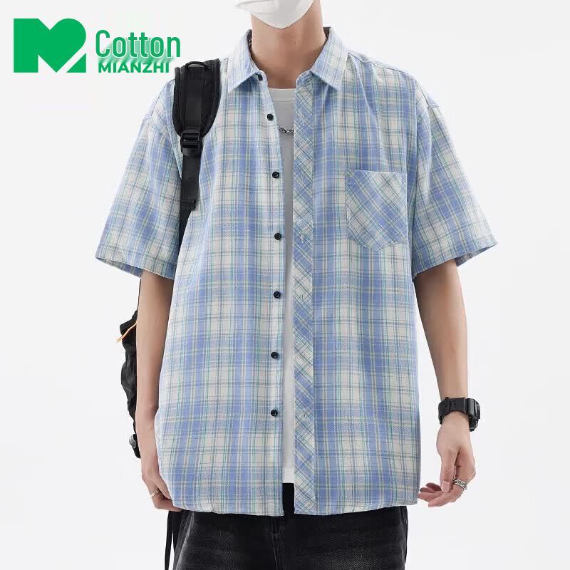 Men s Summer Plaid Short-Sleeve Casual Shirt 4XL