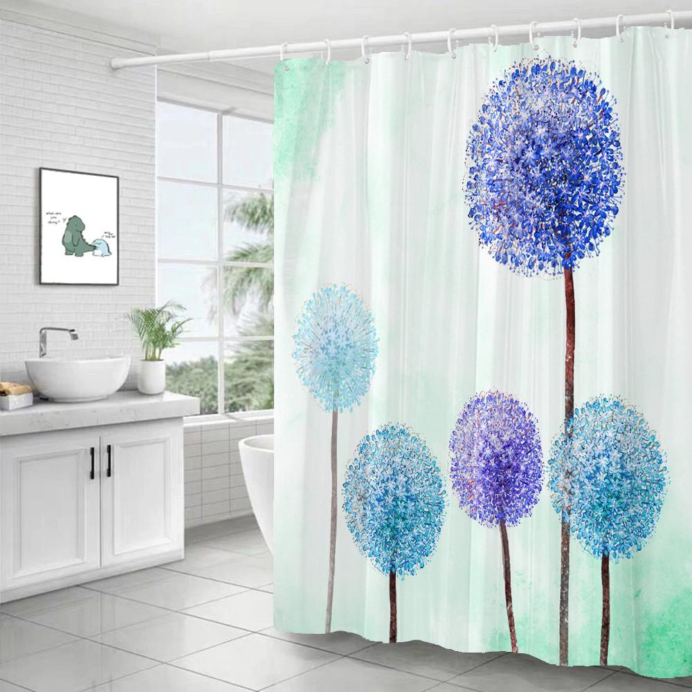 Floare Hortensie Purpurie Perdea de Duș Albă Peisaj 3D Plantă Verde Poliester Impermeabil Perdele de Baie Paravan de Baie Decor