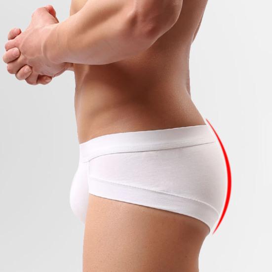 U Convex Lift Hip Men Underpants Stretchy Low Waist Solid Color Boxer Briefs for Inside Wear