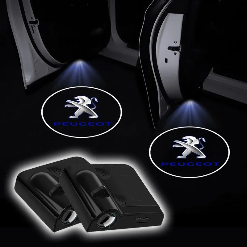 For Peugeot 1/2Pc LED Car Door Welcome Light Wireless Projector Lamp AUTO Decor Car Accessories for Peugeot 206 307 308 3008 207