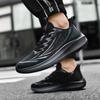 Fashion PU Leather Flat Sole Black Men Sneakers Casual Training Shoes Loafers Men Sports Sneakersy Global Brands Styling Imported