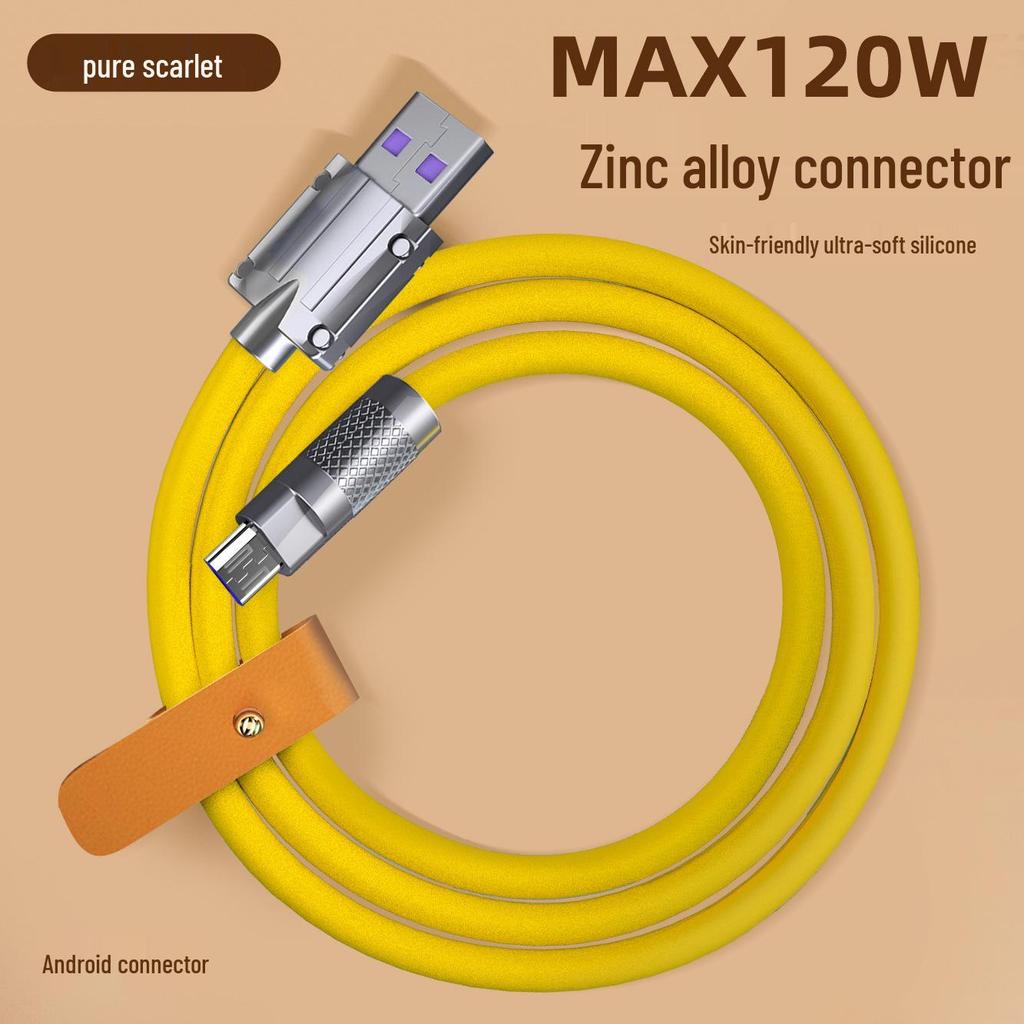 120W Zinklegierung Flüssig Weichgummi Schnelllade-USB-C-Kabel für Android