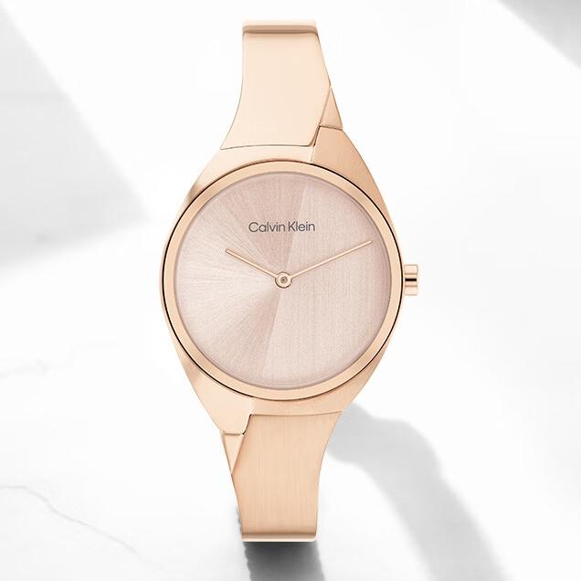 Calvin Klein Quartz Watch Steel Bracelet Gold Dial Double Bracelet Style Fashion Watch Women watches 25200236