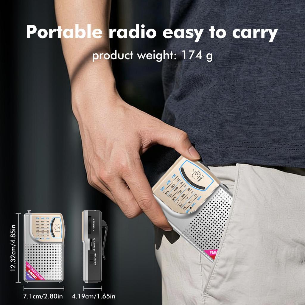 Portable Multi-Band FM/AM/SW Radio for Outdoor Use and Seniors
