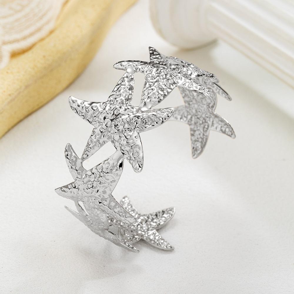 1 PCS Adjustable Metal Starfish Bangle Exaggerated Design Geometric Bracelet New Cuff Bracelet