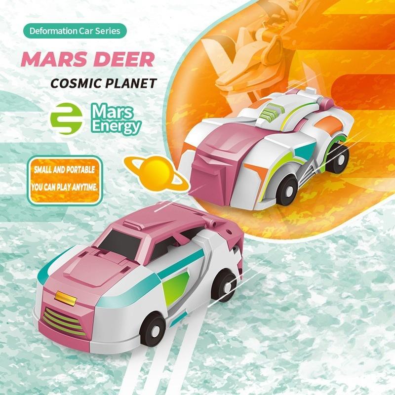 Mars Deer Collision Deformation Car Series 2 in 1 Portable Creative Magnetic Collision Transforming Cars Toys Gift for Kids Boy