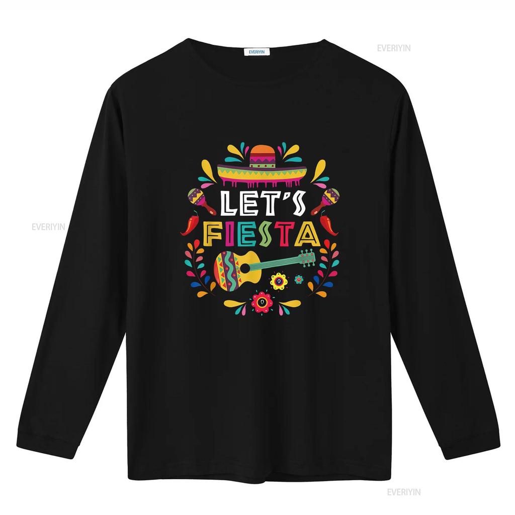 Lets Mexican Fiesta Cinco De Mayo Party Colourful Guitar Fun T Shirt vintage Washed Stretched Breathable Unisex fashion homme