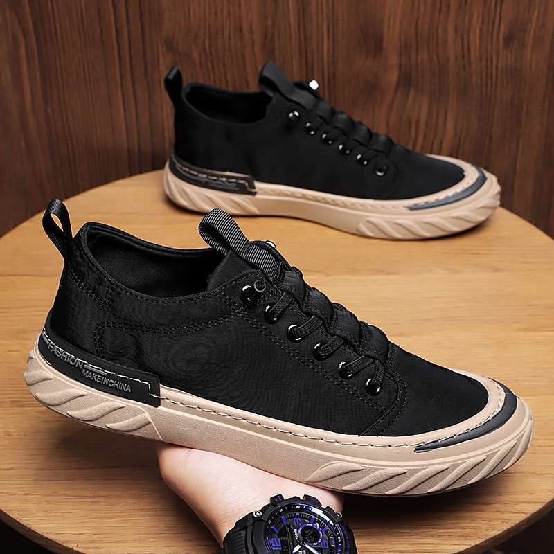Canvas shoes men's 2025 summer men's shoes trend men's board shoes versatile casual shoes breathable deodorant ice silk cloth shoes