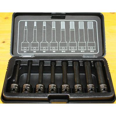 Spline Impact Socket Set M4-M16, 8 Pieces, 3/8 Inch, Cr-Mo
