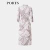 PORTS Women's Spring/Summer Printed Silk Shirt Dress