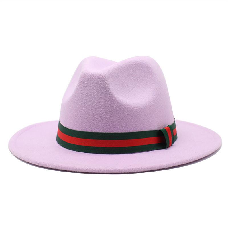 Fall Winter Fedora Hat For Men Women With Leopard Print Wool Felt Wide Brim Sun Protection