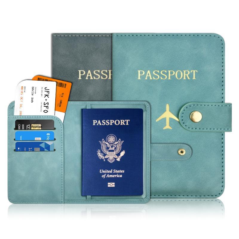 Hand-Stitched PU Leather Passport Holder with Buckle