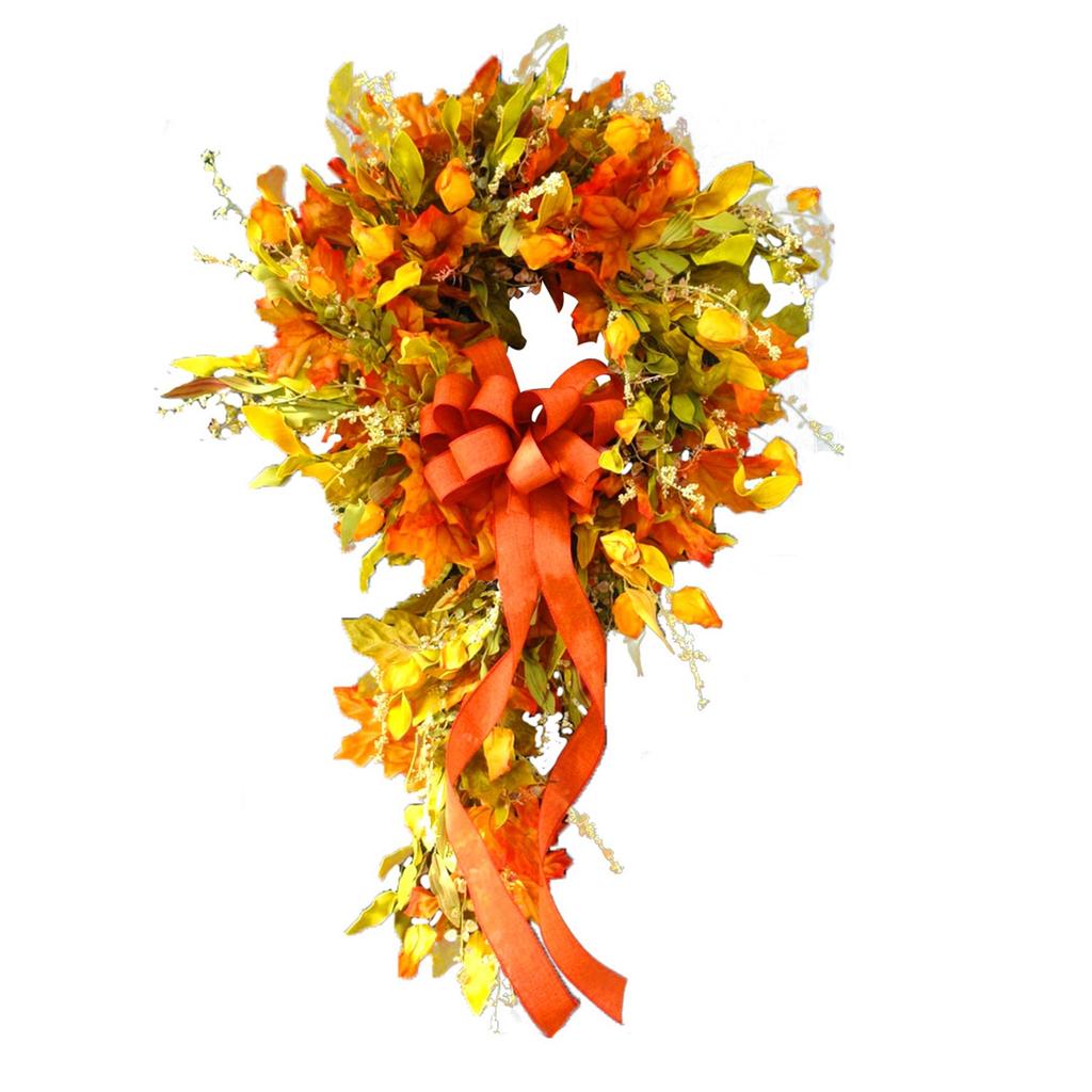 Coloured Rattan Wreath Wall Home Decoration -festival Hanging Simulation Maple Leaf Wreath Door Hanging