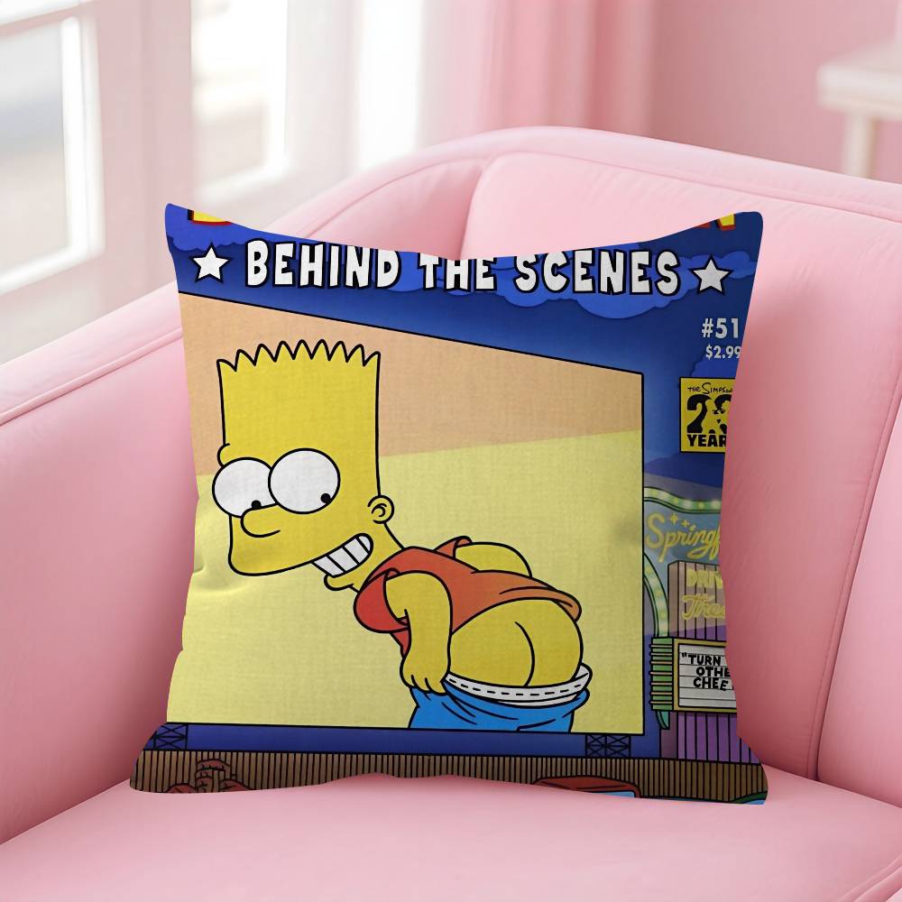 Cushion Cover Car Throw Pillow Case For Sofa Car Christmas Gift Anime The Movie S-Simpsons-S