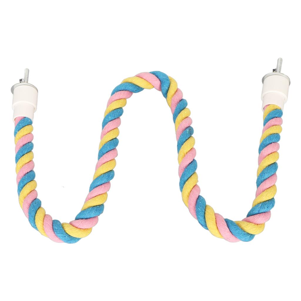Bird Cotton Rope Perch Colorful Bendable Safe Climbing Parrot Rope Toy for Cockatiels Lovebirds Budgies L