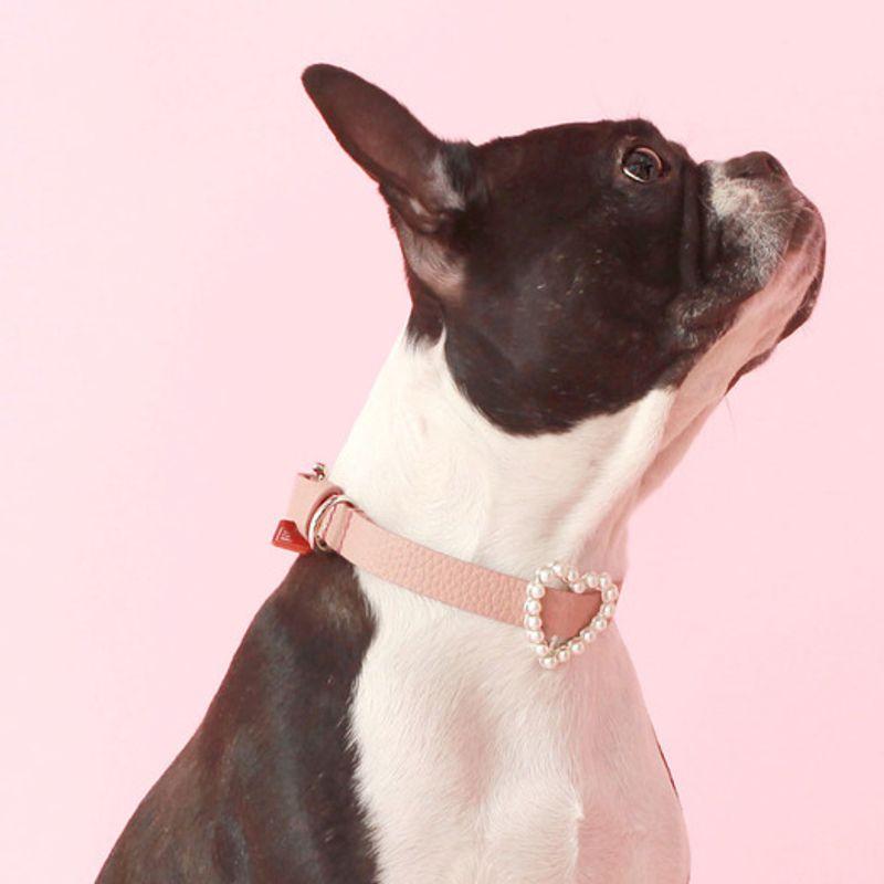 MAISON DE MIU Herz Perlenkragen_Rosenrosa