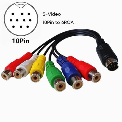 30cm 10-Pin Stecker auf 6 Cinch Buchsen Splitter Audio Video TV Adapterkabel S-Video 6 Cinch RGB Component Konverterkabel