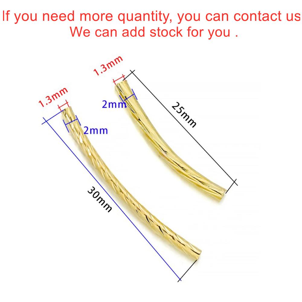 100pcs/lot 25-30 mm Stripe Copper Curve Tube Spacer Beads Connectors For DIY Jewelry Making Bracelet Necklace Accessories