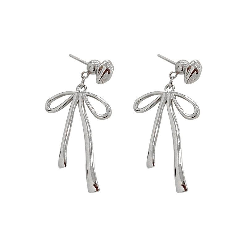 Meteorite Bow-hung Rear Earrings Sweet and Fashionable Earrings Light Luxury Niche Earrings