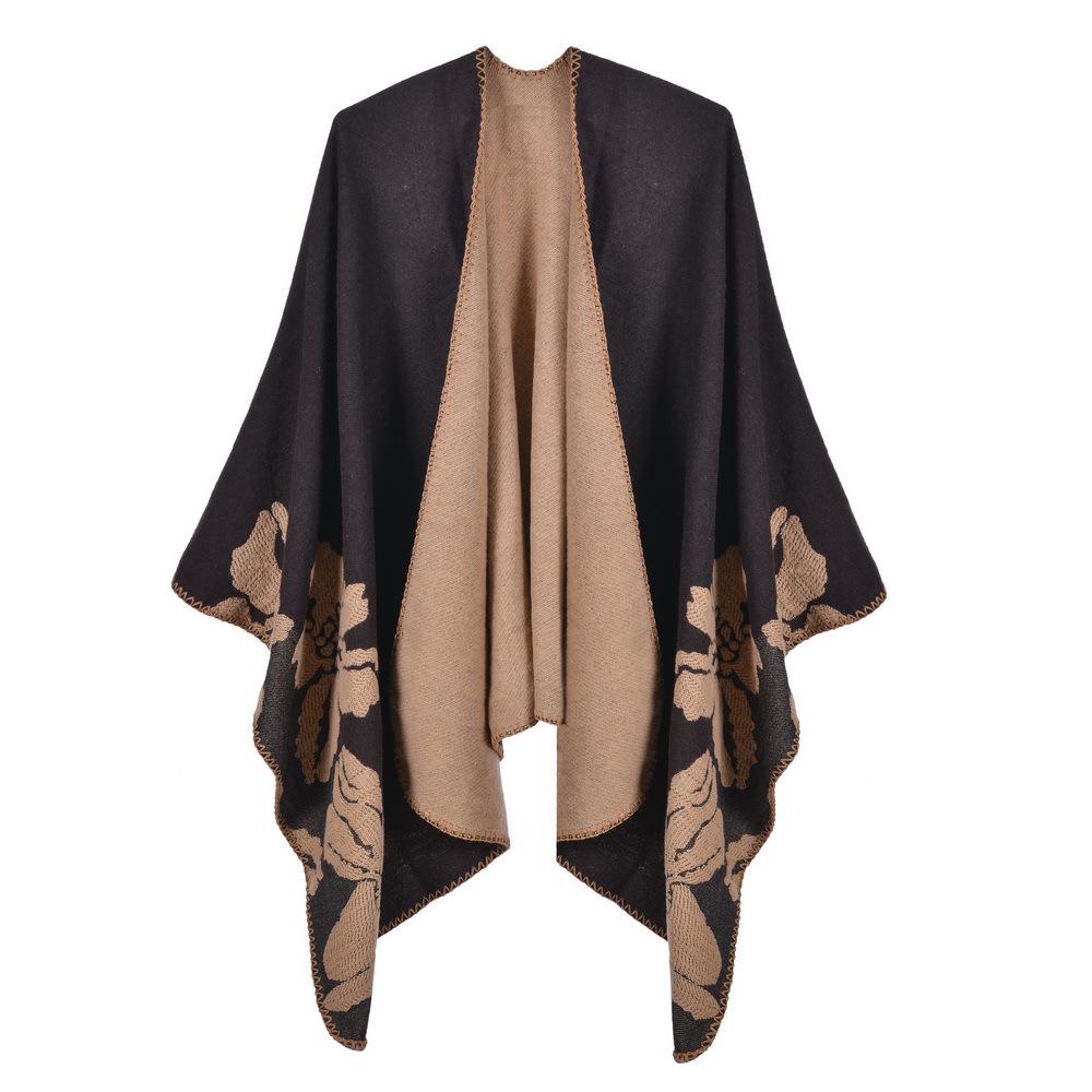 Women's Fashion Jacquard Imitation Cashmere Shawl - Thickened, Warm, Large Cape Scarf