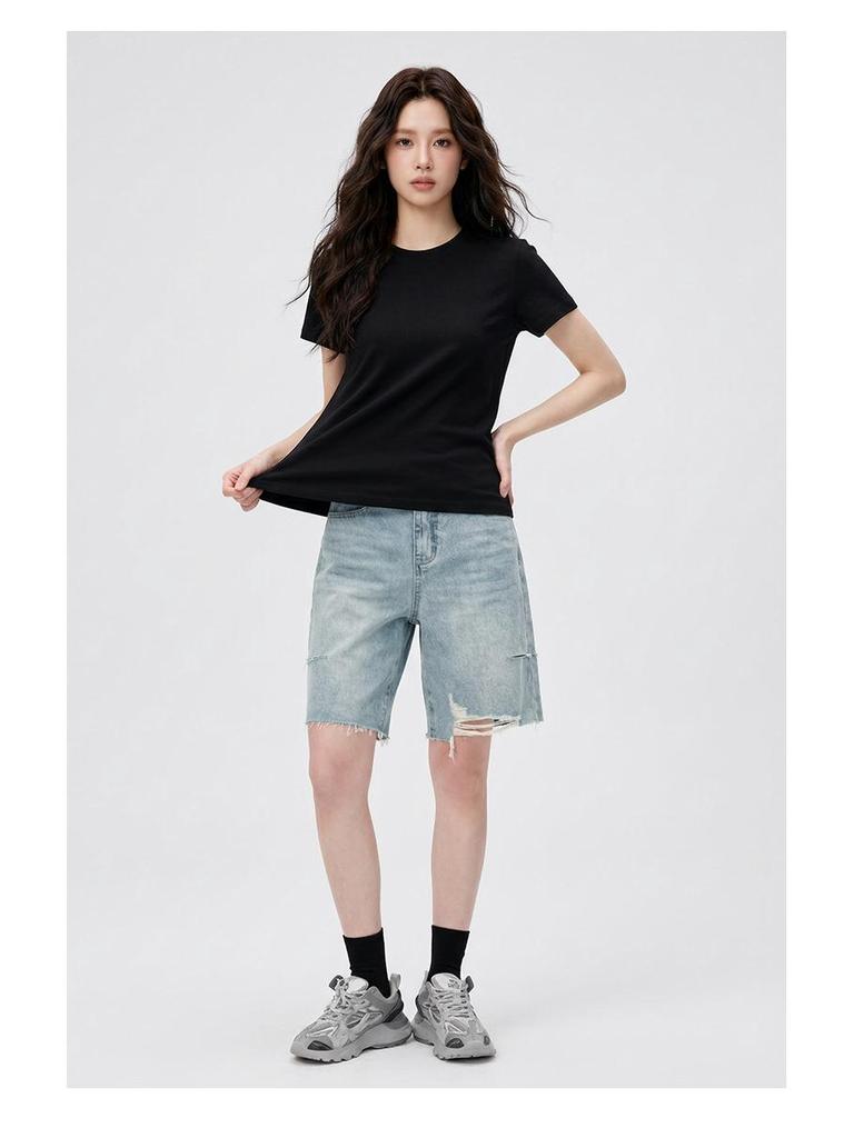 2026 Women's Waterproof, Stain-Resistant Short-Sleeve T-Shirt | Summer Lightweight Plain Round Neck Base Layer