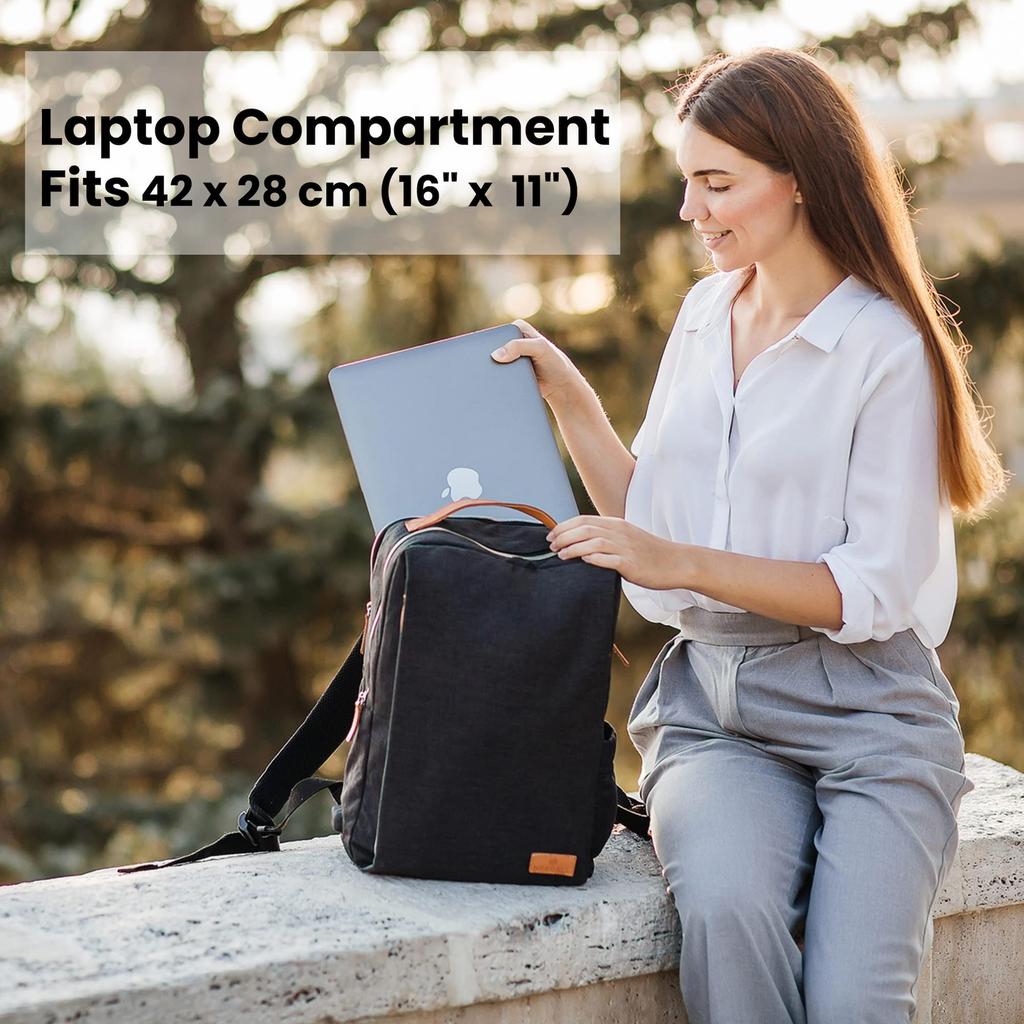 Nordace Siena Rucksack - 15,6-Zoll Laptop-Rucksack mit USB-Ladeanschluss, Wasserdicht, Unisex, für den täglichen Gebrauch, Reisen und Arbeit, Schwarz, 19L