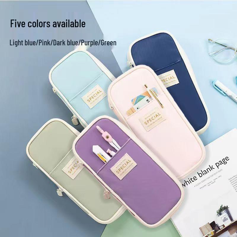 Student Art Style Large Capacity Multi-functional Solid Color Pencil Case
