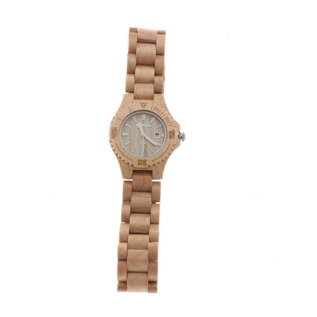 D Wood Drewniany Wykonany z Niezawodnej Naturalnej Daty Wyprodukowany na Mechanizmie Citizen MIYOTA Klonowy Beż [Podwójny Podwójny] Zegarek Damski, Zegarek, Zegarek, Materiały,