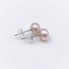 5A Grade Natural Freshwater Pearl Earrings S925 Sterling Silver Studs, Real Pearls 6-10mm [White/Lavender], Hypoallergenic Wedding Gift
