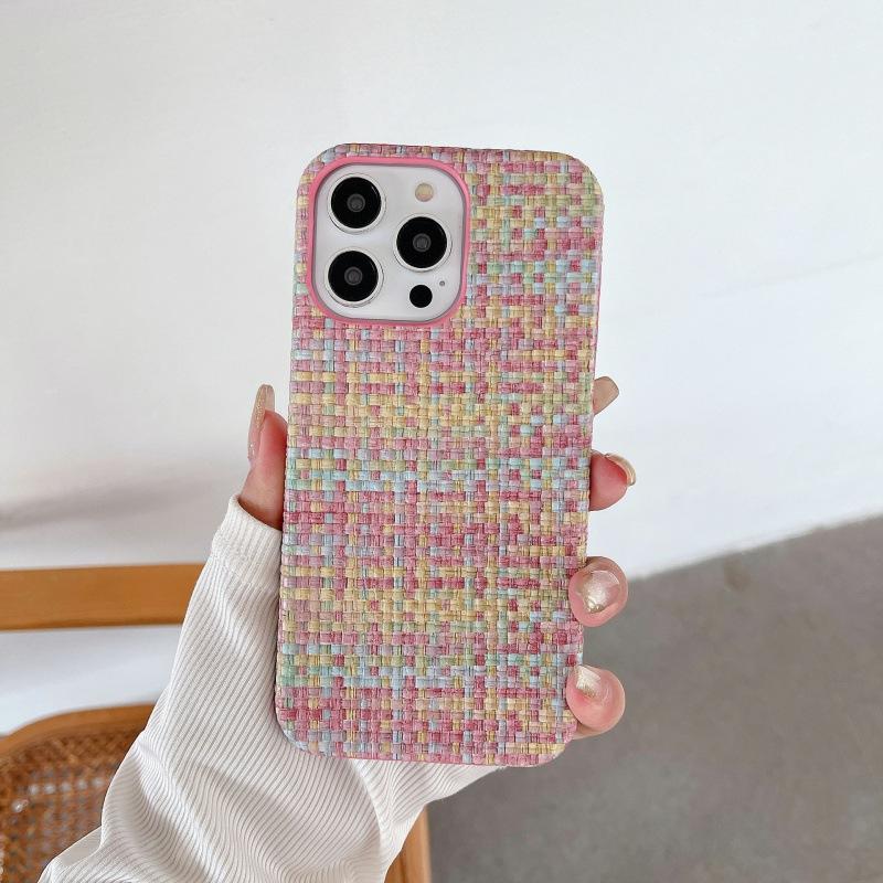 Simple woven pattern is suitable for Apple mobile phone case 15plus autumn and winter sweater color non-slip 12/11 fashion is suitable for