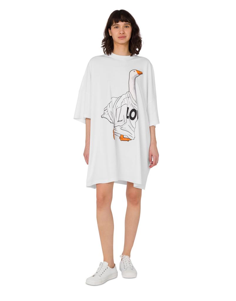 Moschino Goose White Heavy Cotton Oversized Dress