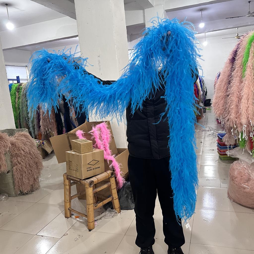 DIY Colorful Ostrich Feather Boa 6Ply Fluffy Shawl 0.5/1/2/3/4 Meter for Wedding Dress Carnival Performance Costume Party Decoration