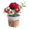 Handmade Crochet Flower Bouquet with Pot, Cute Little Knitted Potted Flower for Car Dashboard, Home Office Decoration, Gift for Birthday, Anniversary