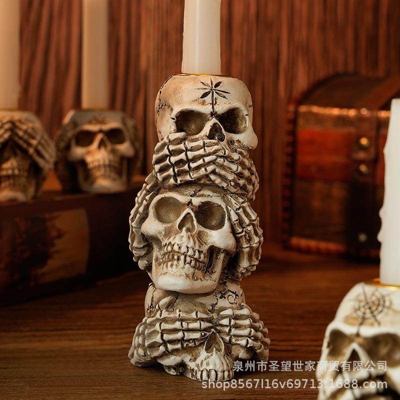New Creative Personality Do Not Hear Do Not Say Resin Ornaments Halloween Skeleton Ghost Festival Atmosphere Decorations