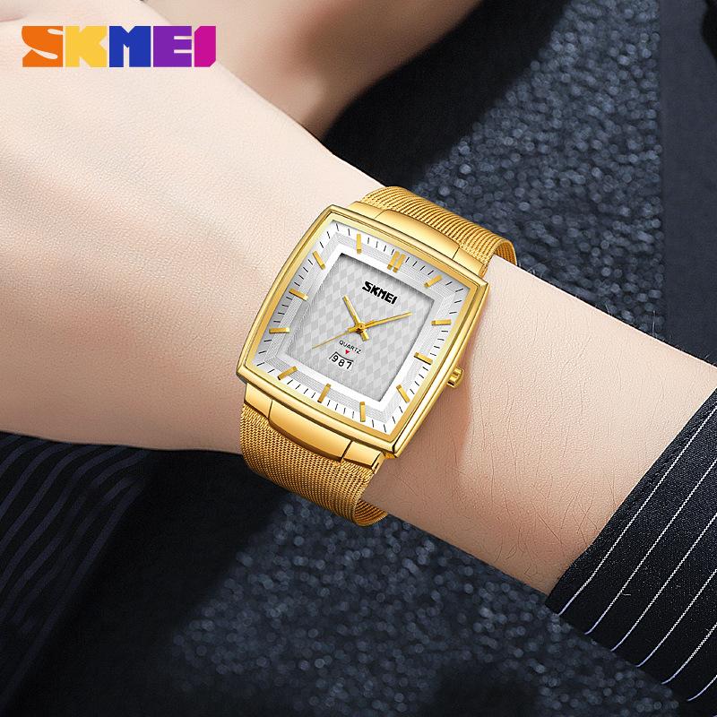 Skmei Luxury Square Quartz Watch Men Business Waterproof Stainless Steel Date Calendar Wristwatches